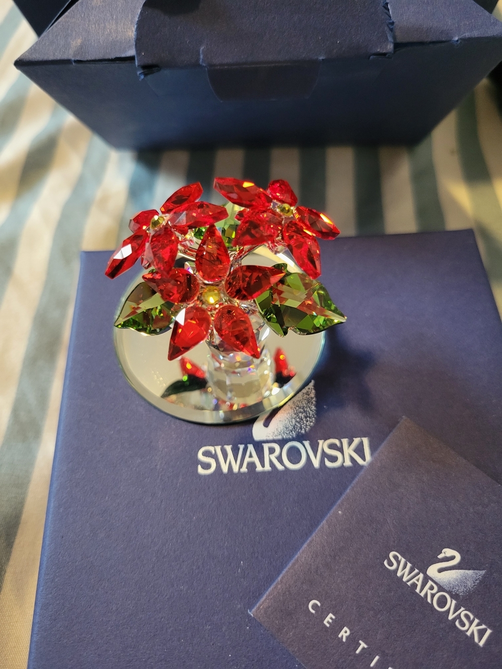 Swarovski Crystal Red Flower Figurine Poinsetta